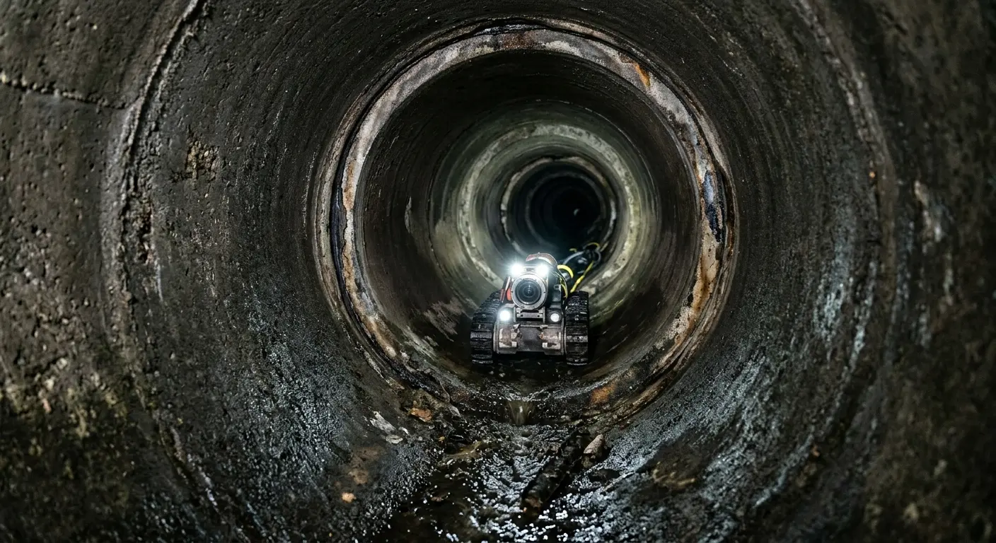 Robotic sewer camera inspecting pipe interior for Drain Snake Service in Springboro